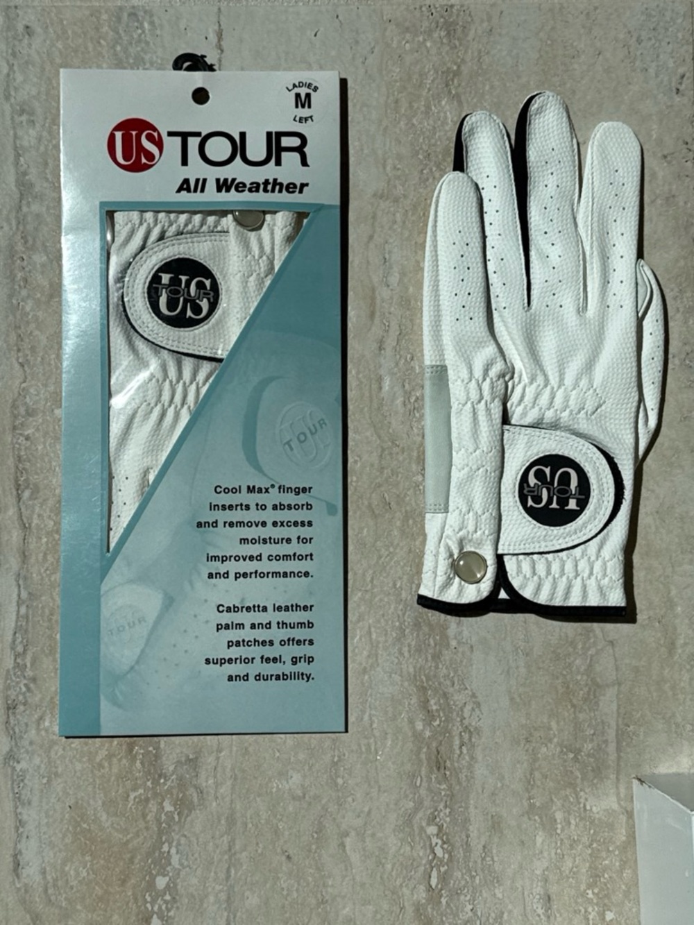 Women's White Leather Golf Glove - Left Hand